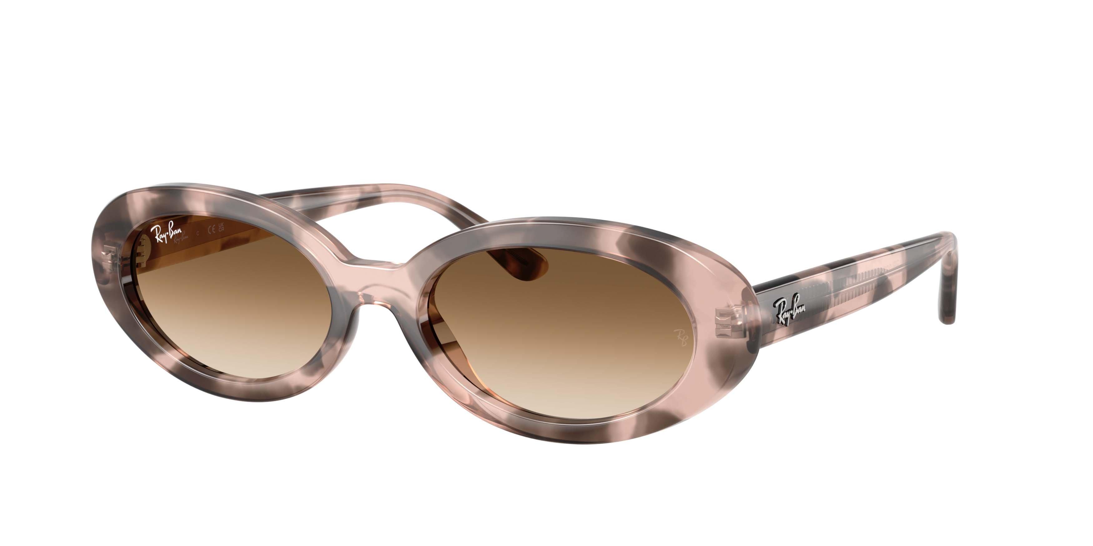 Ray-Ban RB2223 Clear Gradient Brown Sunglasses &ndash; Polished Opal Pink Havana - PINK/BROWN